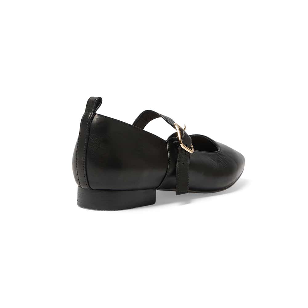 Bonnie Ballet Flat in Black Leather