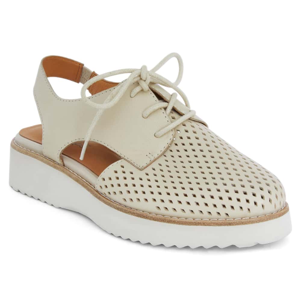 Damaris Flat in Bone Leather