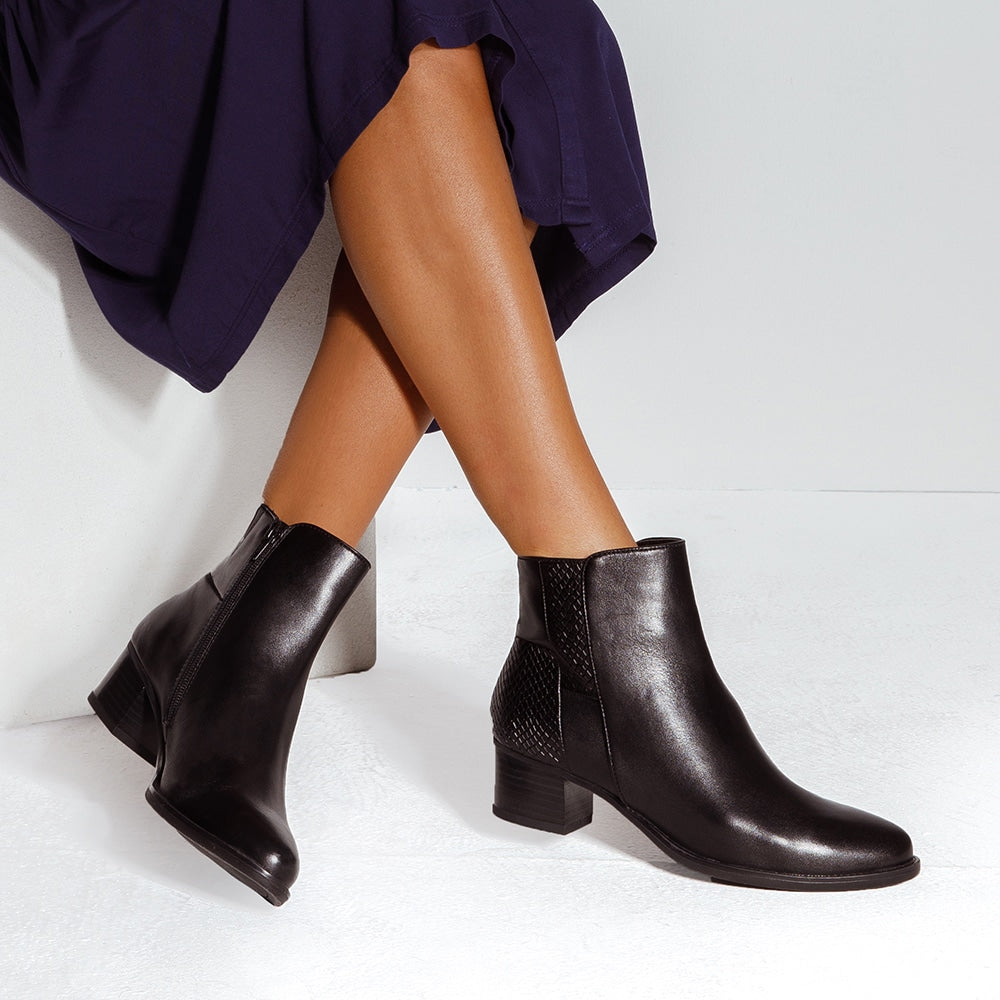 Dapper Boot in Black Leather | Easy Steps | Shoe HQ
