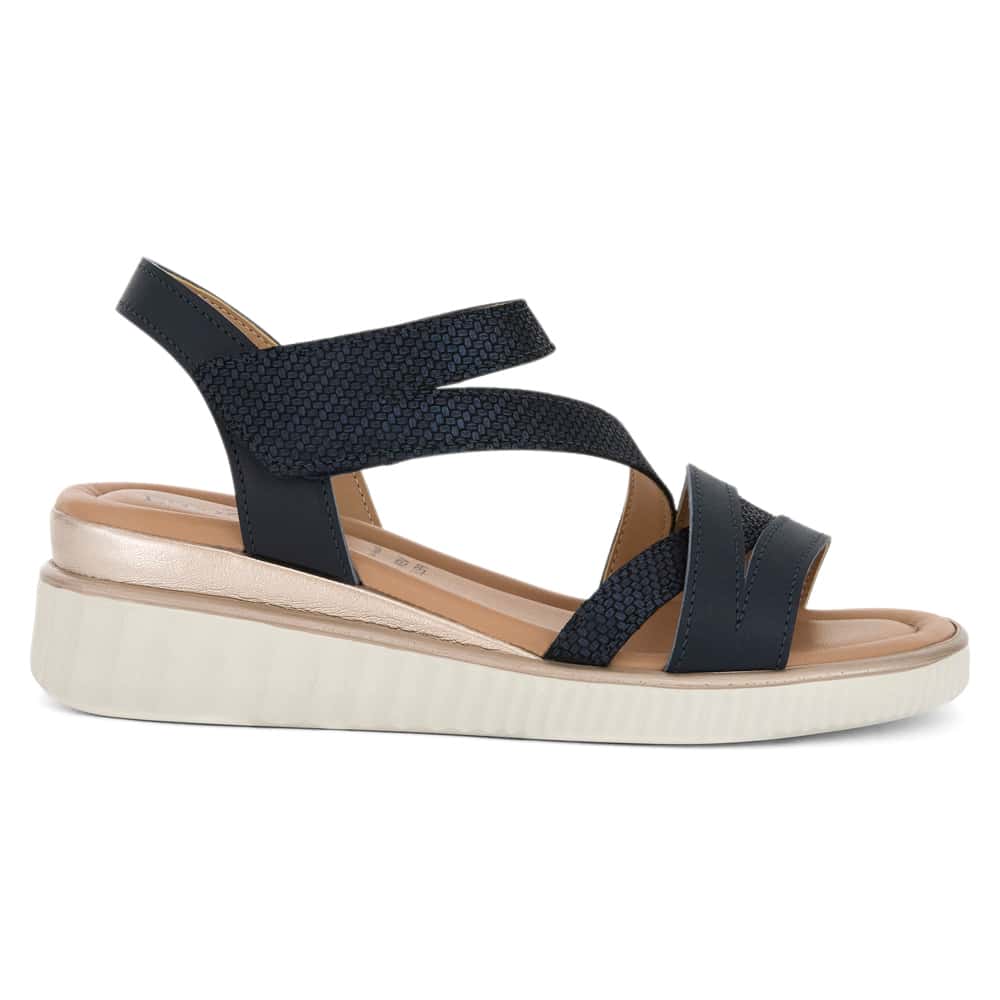 Fawn Wedge in Navy Leather