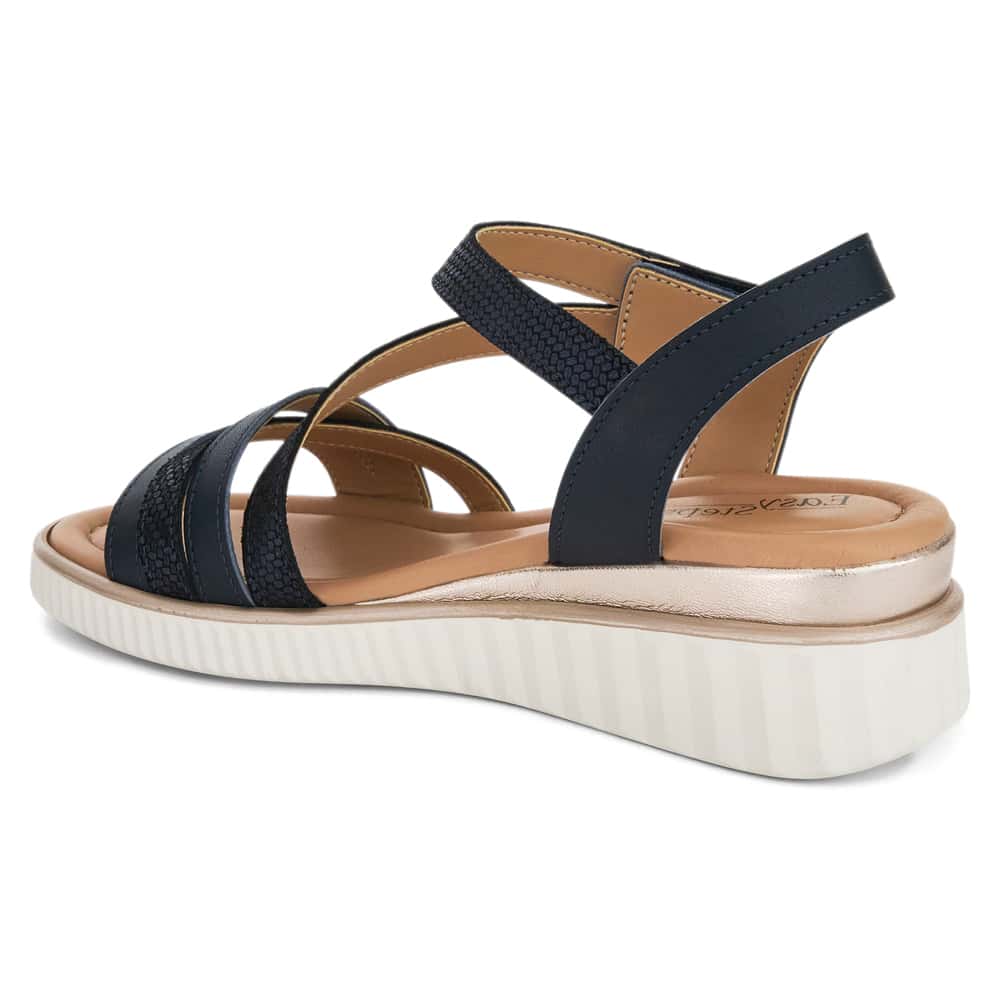 Fawn Wedge in Navy Leather