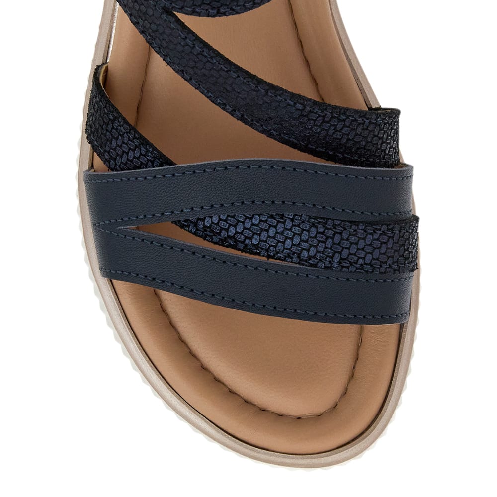 Fawn Wedge in Navy Leather