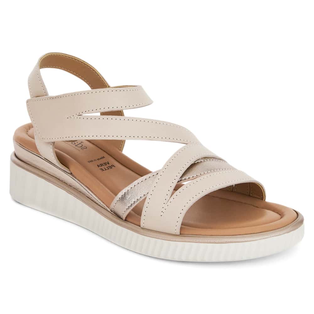 Fawn Wedge in Nude Leather