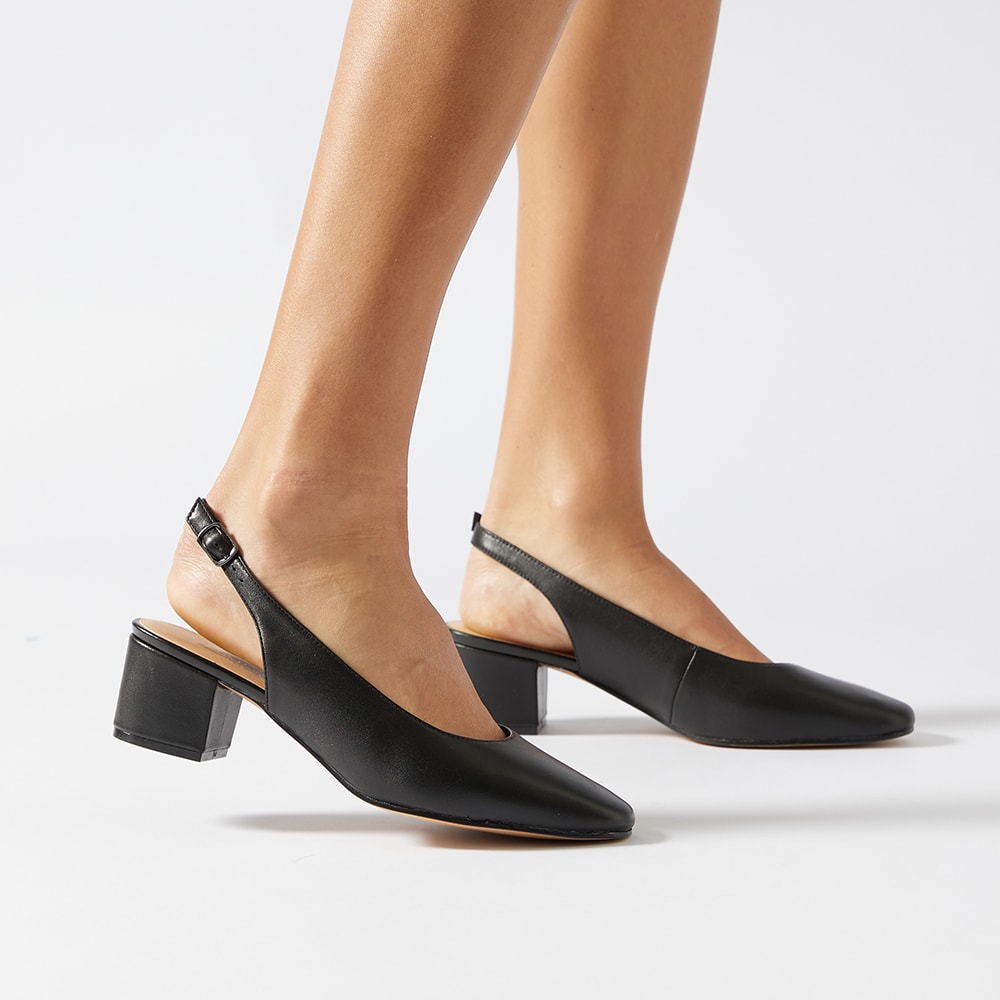 Garland Heel in Black Leather