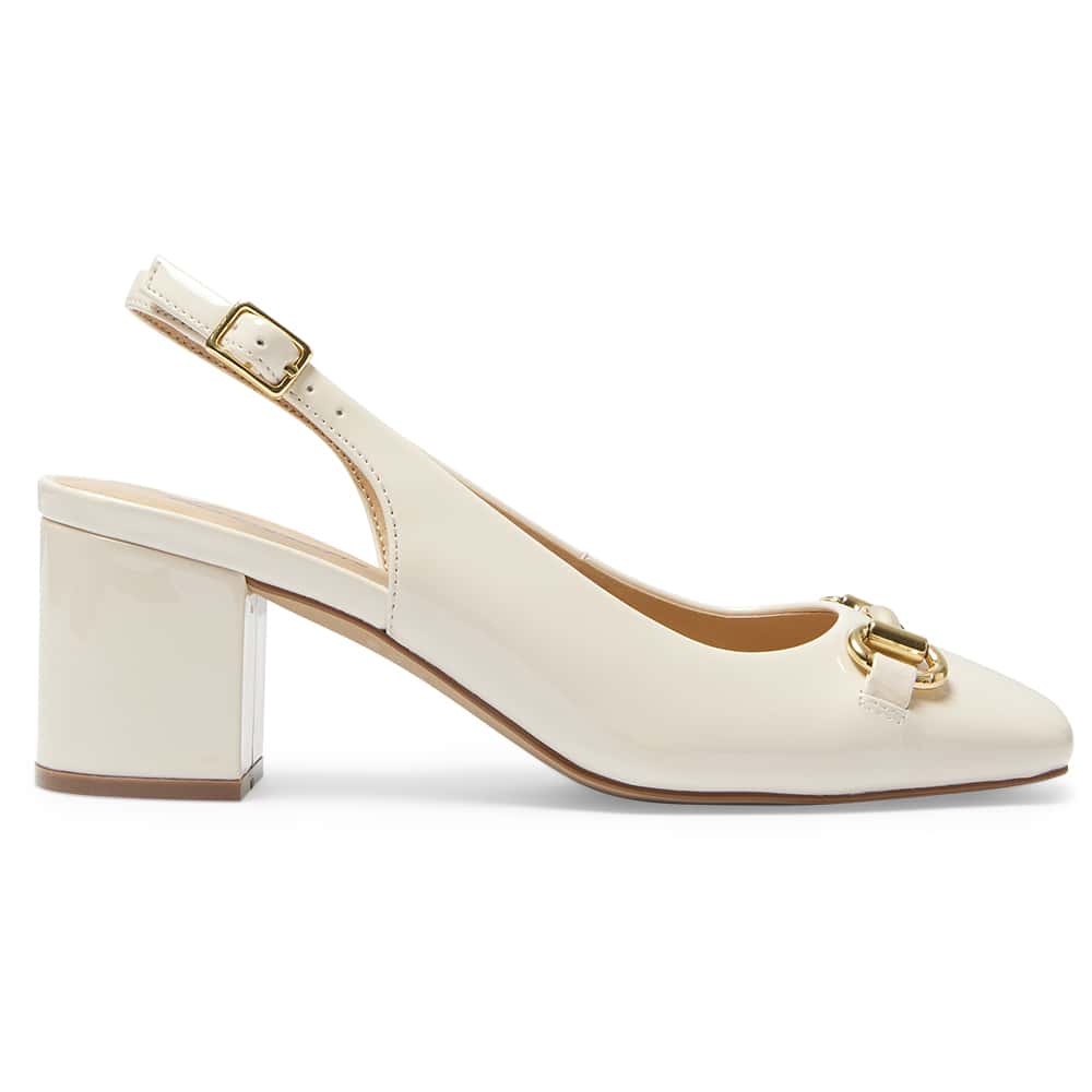 Goldie Heel in Bone Patent