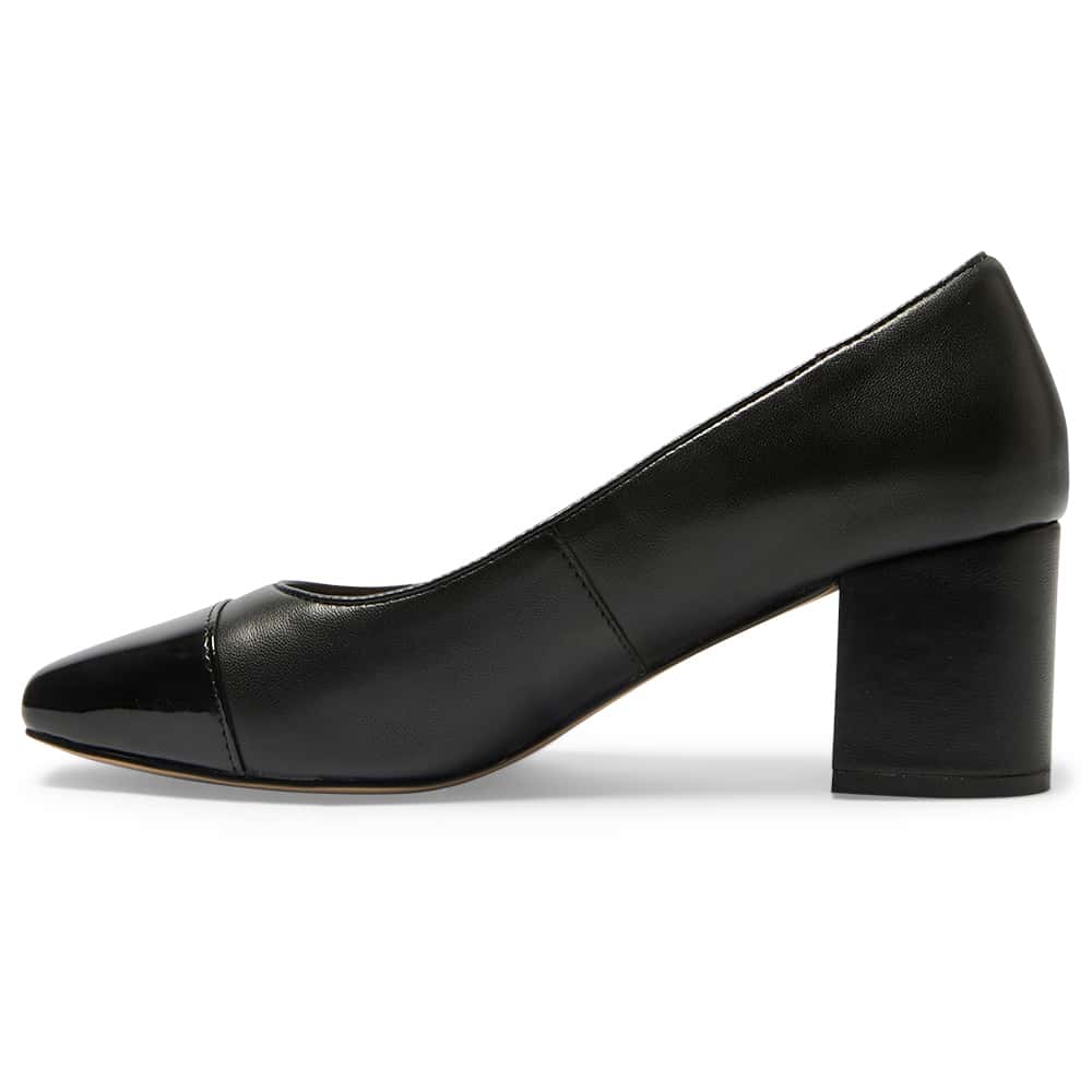 Grace Heel in Black On Black Patent