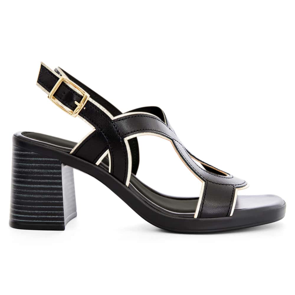 Heart Heel in Black Glove/platinum Leather