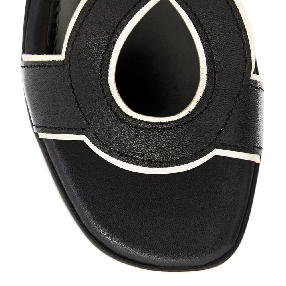 Heart Heel in Black Glove/platinum Leather