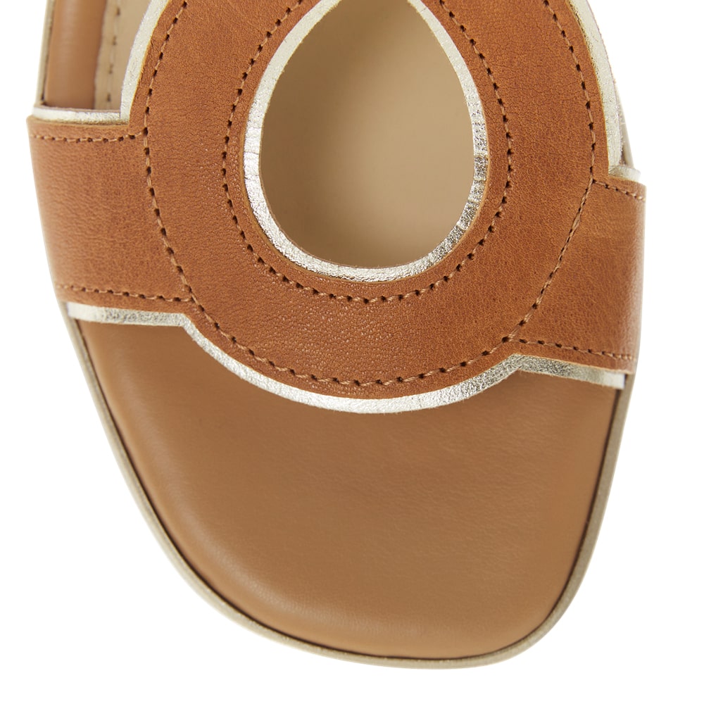 Heart Heel in Tan Glove/platinum Leather