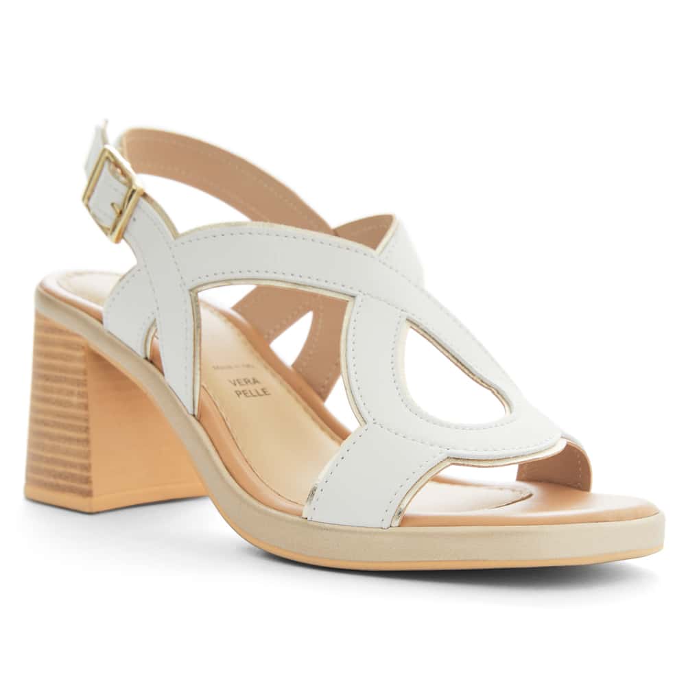 Heart Heel in White Glove/platinum Leather