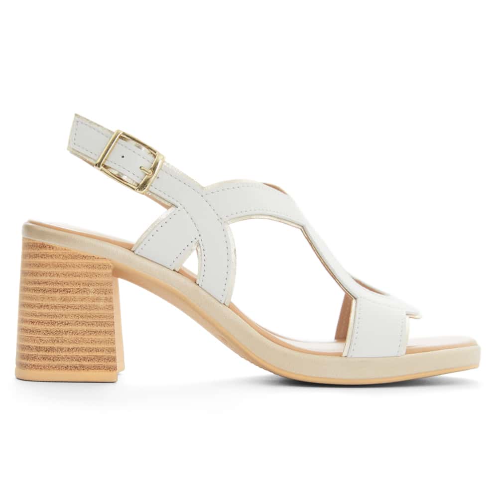 Heart Heel in White Glove/platinum Leather