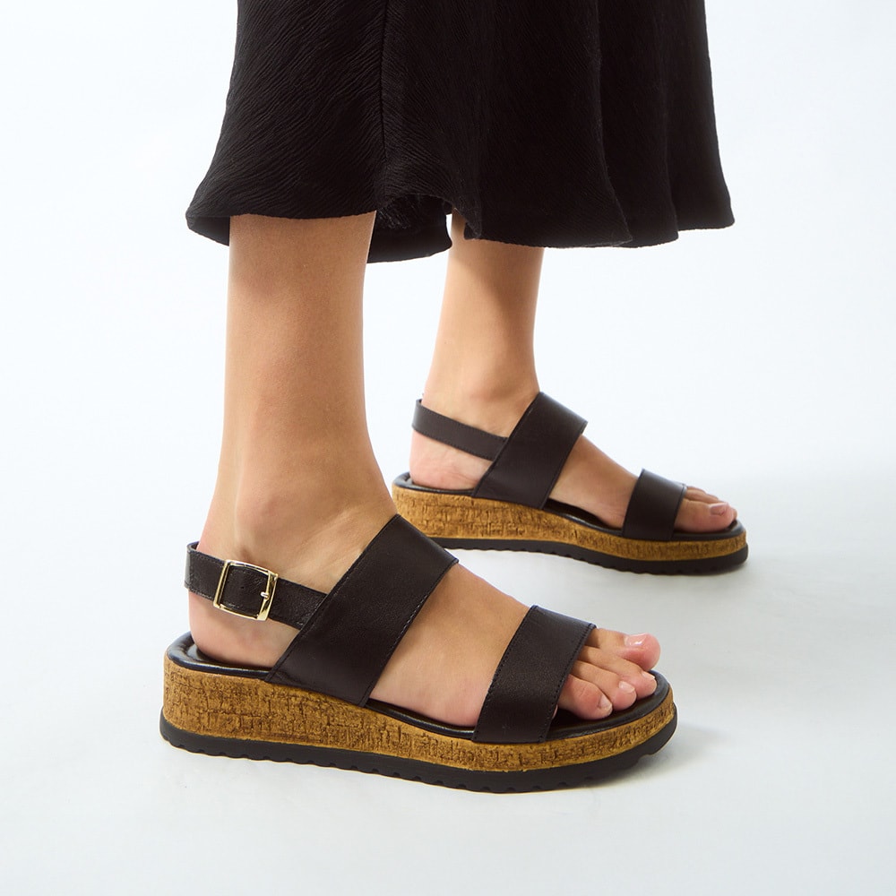 Ibis Wedge in Black Leather