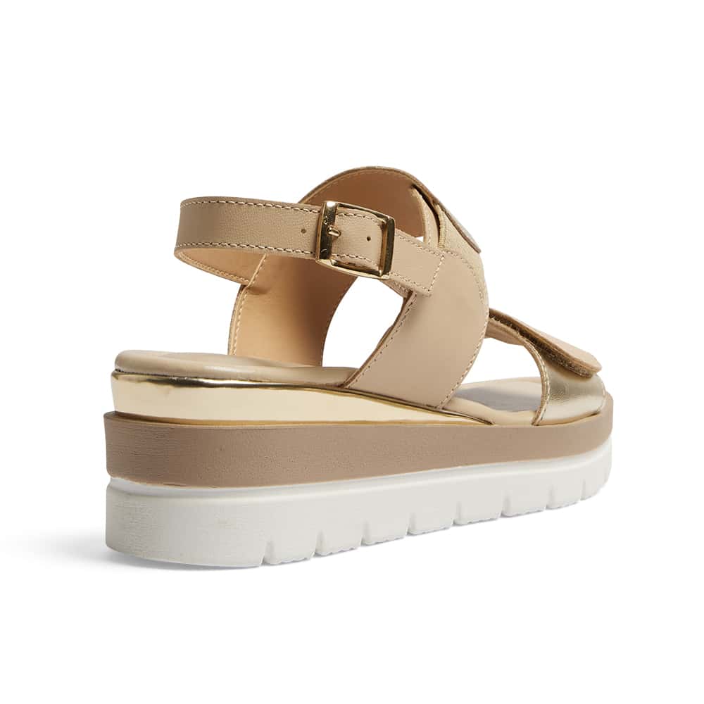 Imply Wedge in Gold/beige Multi Leather