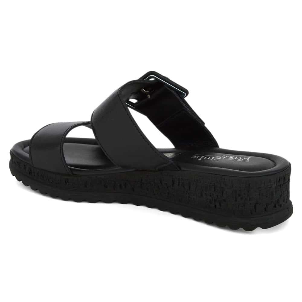 Isla Wedge in Black On Black Leather