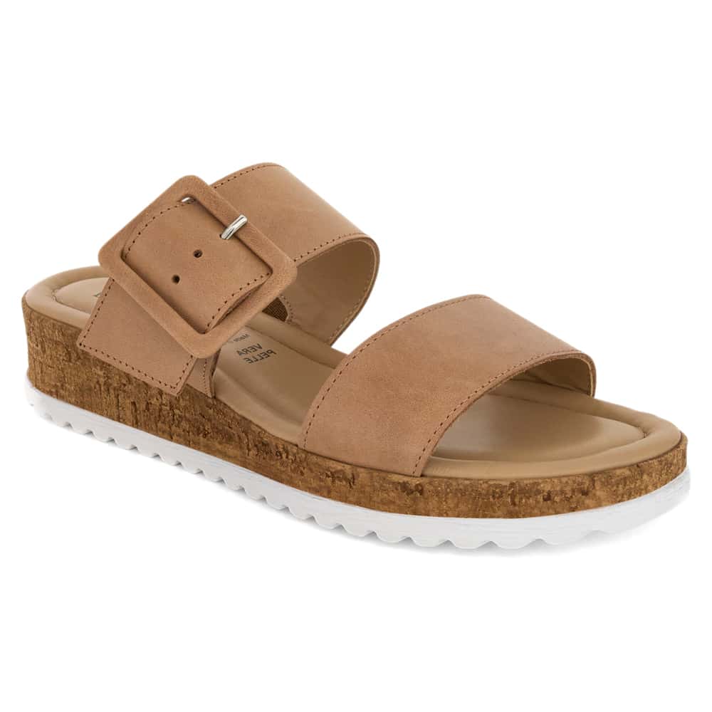 Isla Wedge in Camel Leather