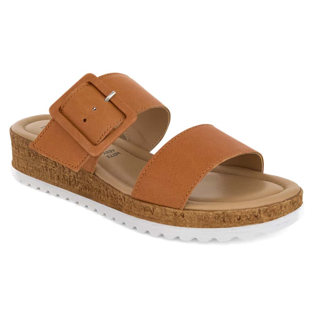 Isla Wedge in Tan Leather