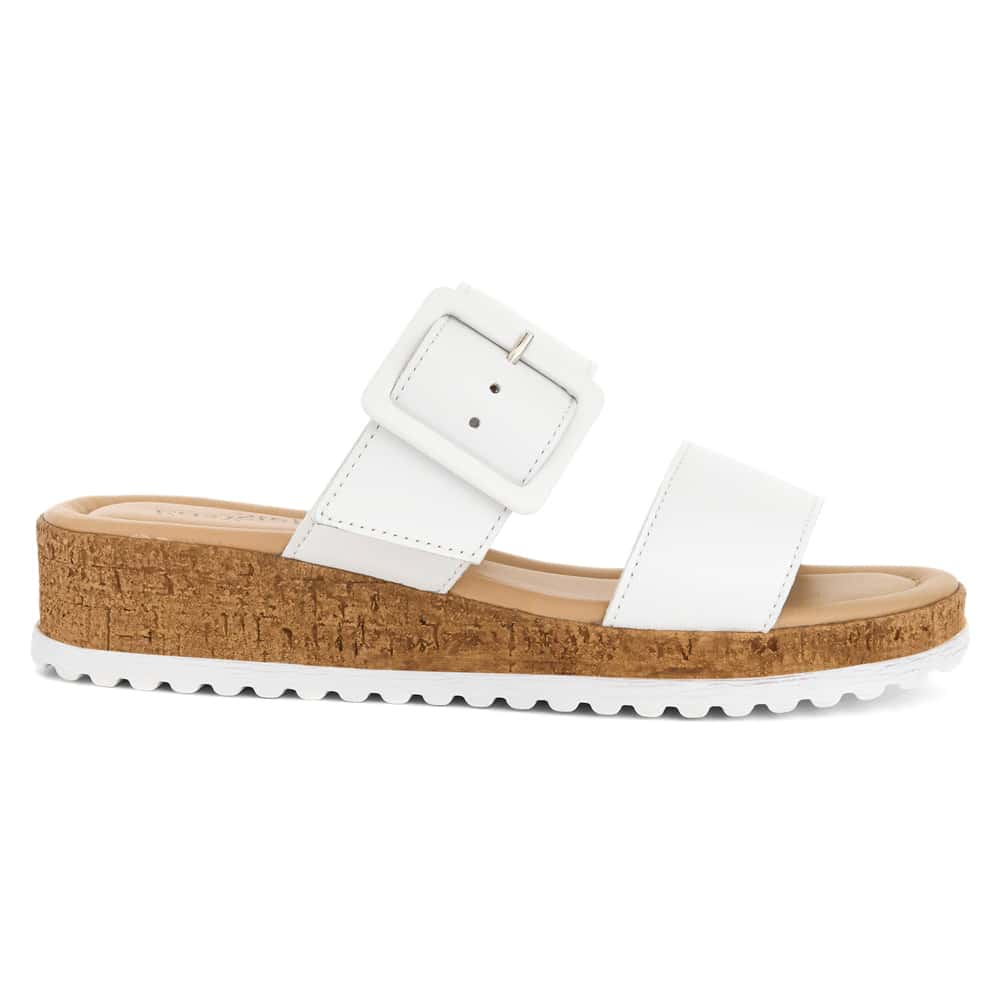 Isla Wedge in White Leather