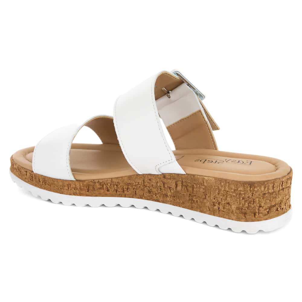Isla Wedge in White Leather