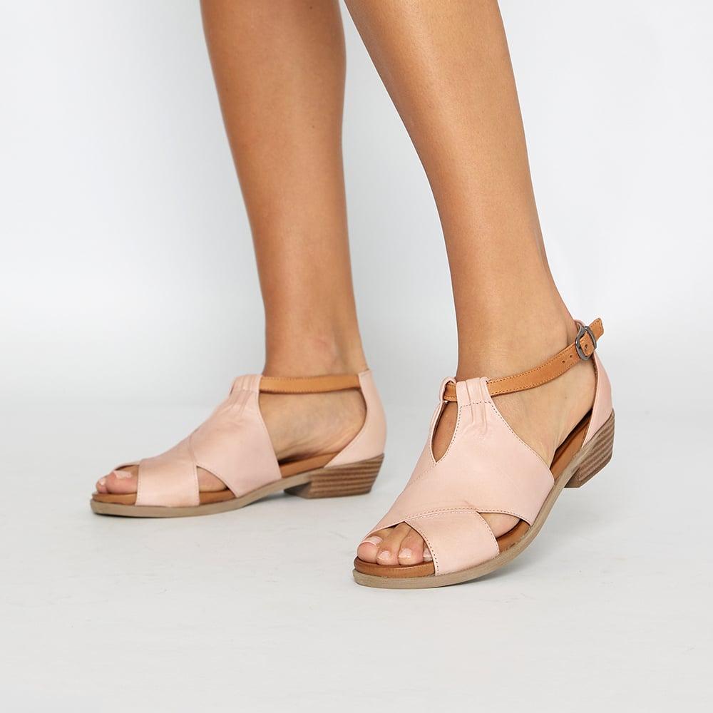 Laguna Sandal in Blush And Cognac Leather