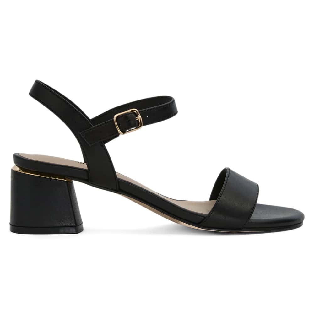 Madrid Heel in Black Leather
