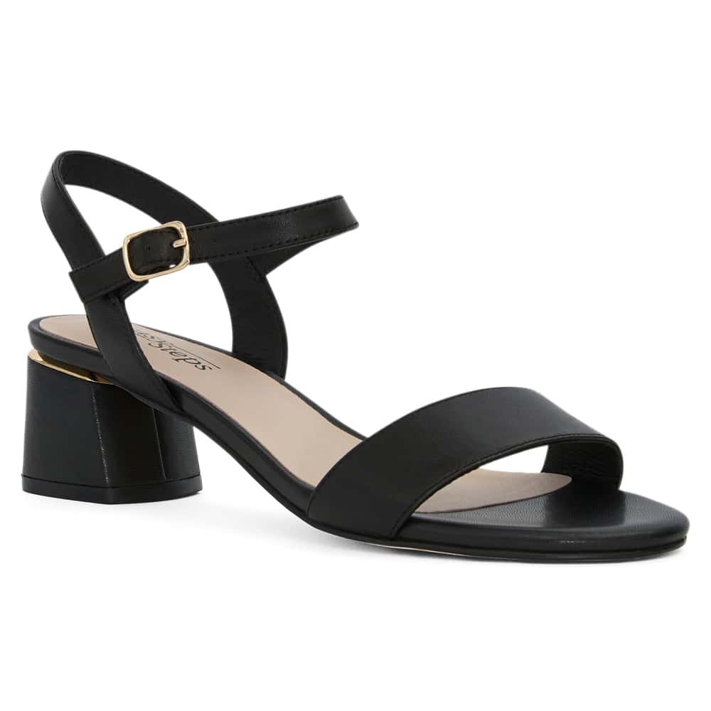 Madrid Heel in Black Leather