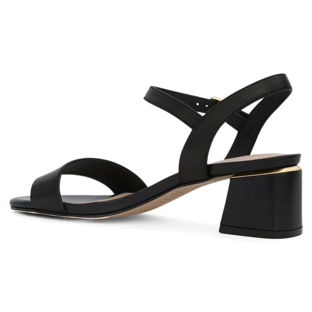 Madrid Heel in Black Leather