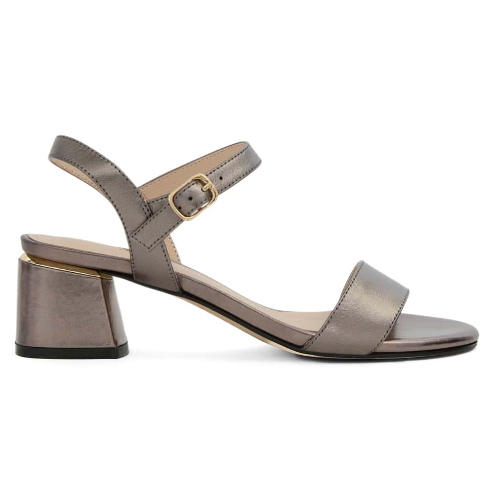 Madrid Heel in Pewter Leather