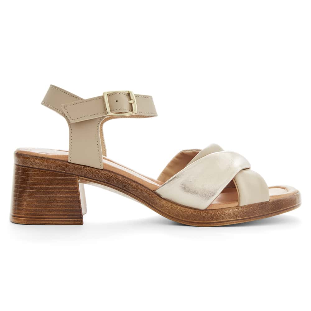 Odette Heel in Blush/pewter Leather