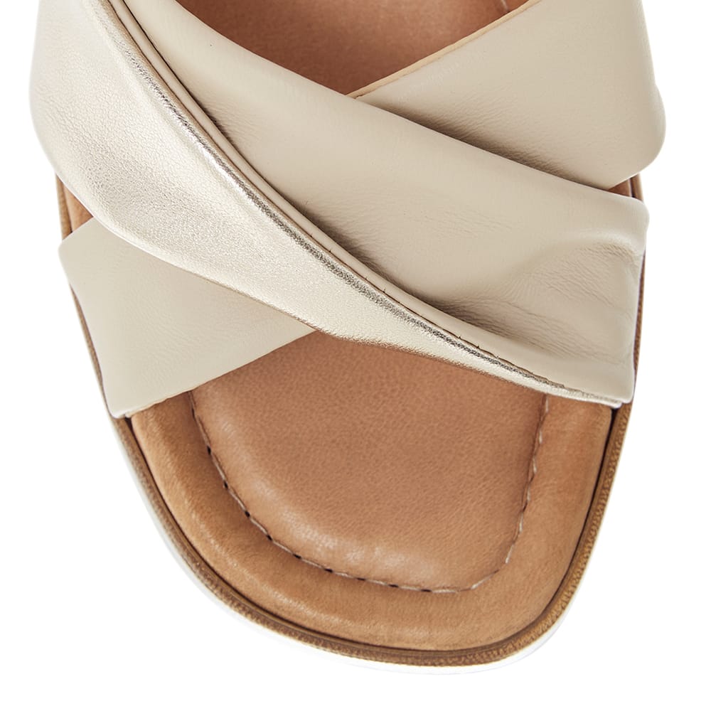 Odette Heel in Blush/pewter Leather