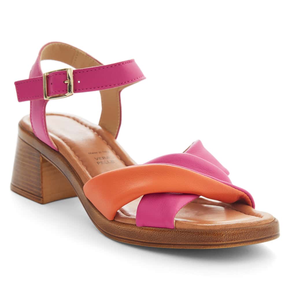 Odette Heel in Pink Glove/orange Leather