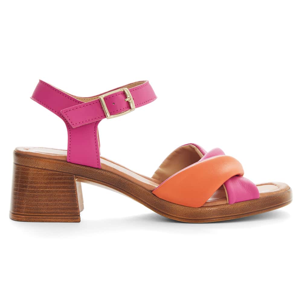 Odette Heel in Pink Glove/orange Leather