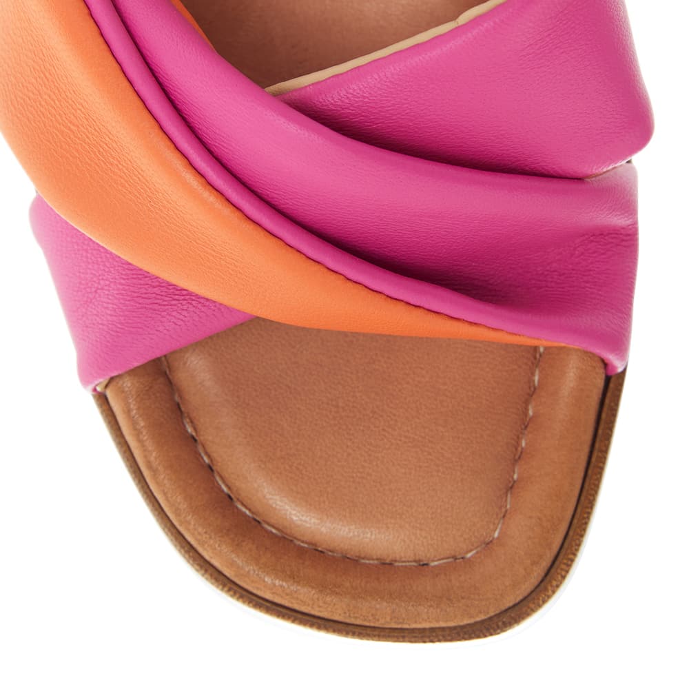 Odette Heel in Pink Glove/orange Leather