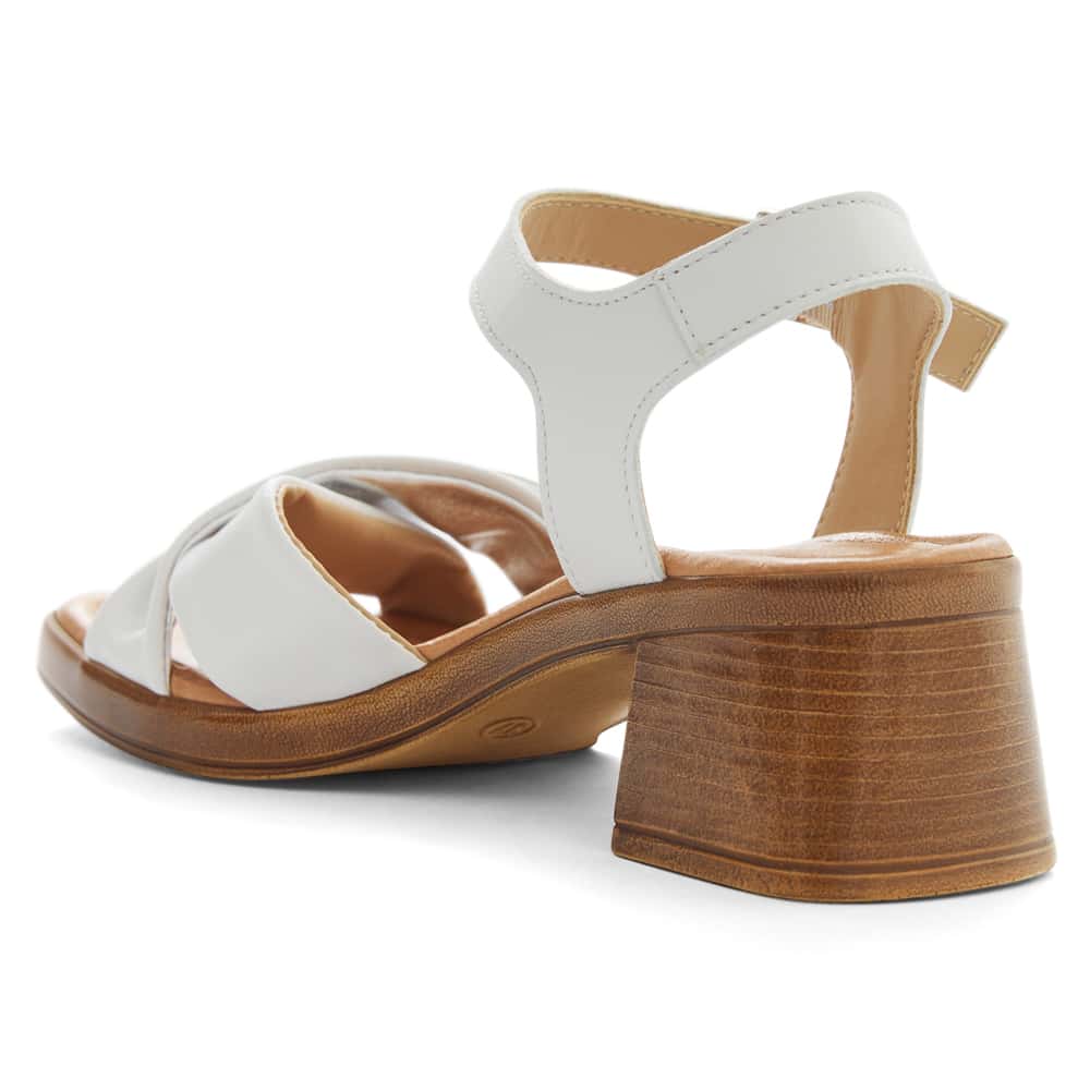 Odette Heel in White Glove/silver Leather