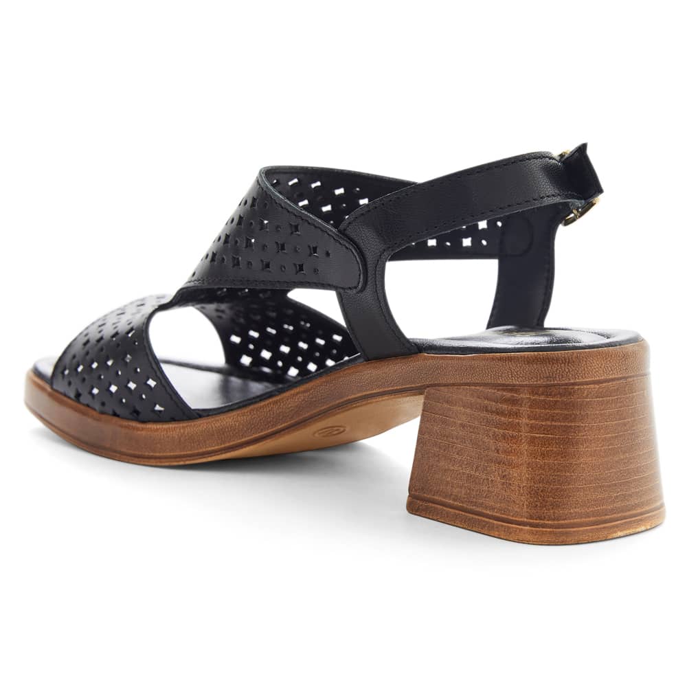 Orchid Heel in Black Leather