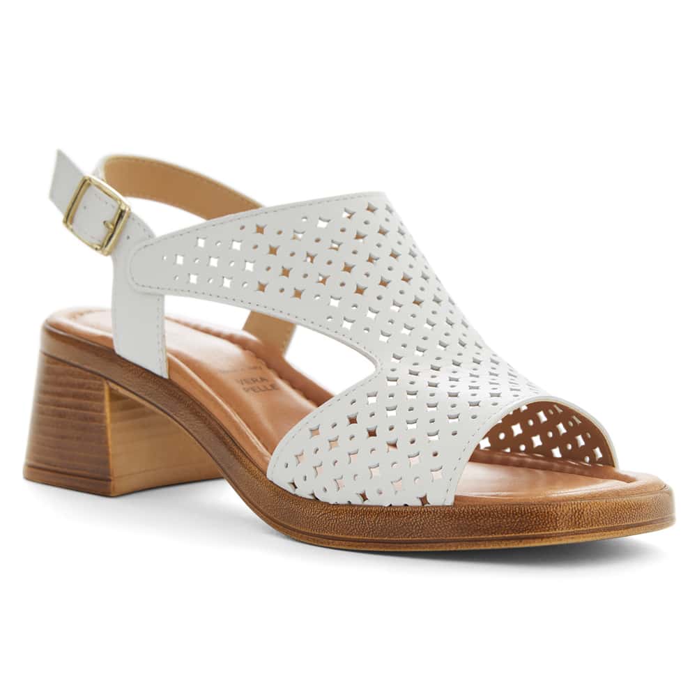 Orchid Heel in White Leather