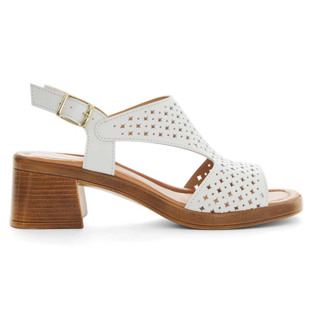 Orchid Heel in White Leather