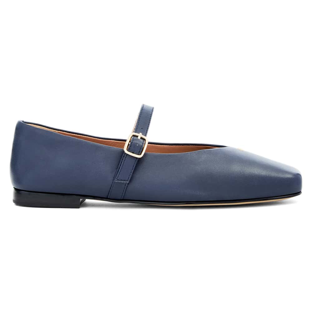 Pearl Ballet Flat in Navy Leather