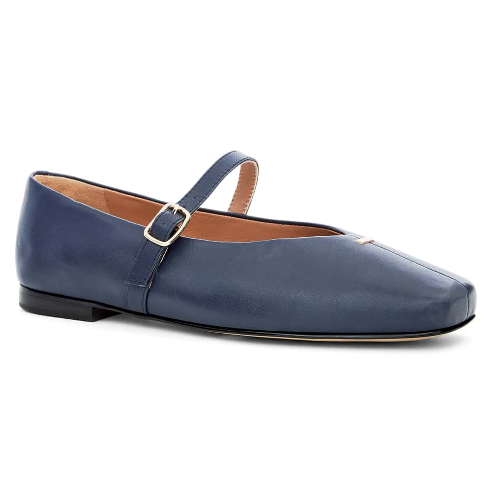 Pearl Ballet Flat in Navy Leather