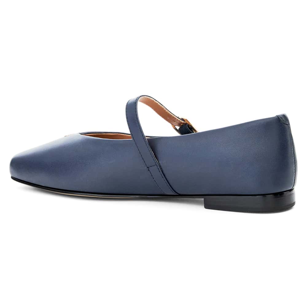 Pearl Ballet Flat in Navy Leather