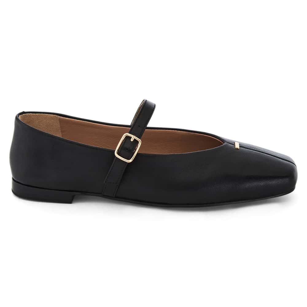 Pearl Ballet Flat in Black Leather