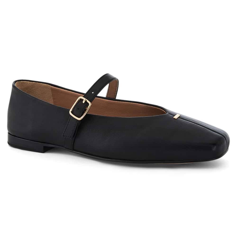 Pearl Ballet Flat in Black Leather