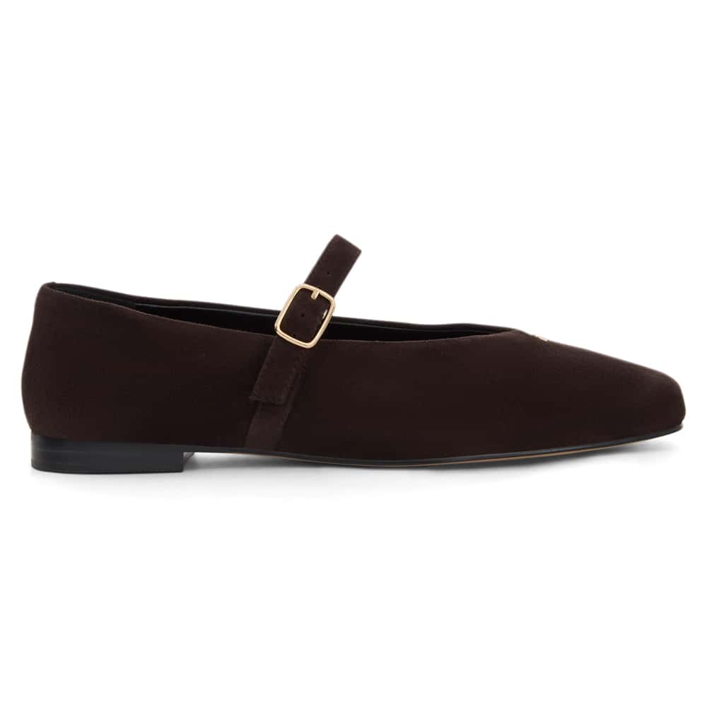 Pearl Ballet Flat in Chocolate  Suede