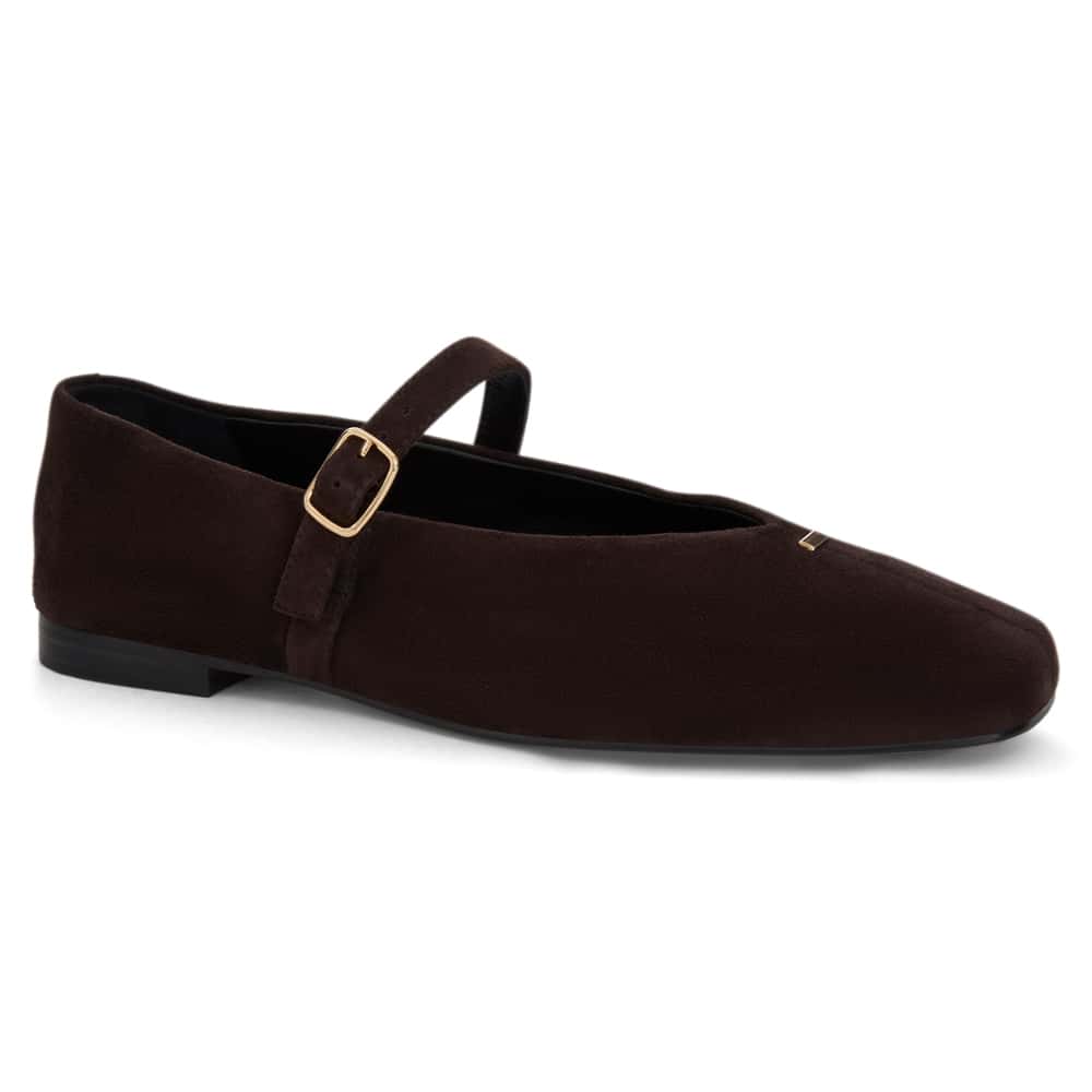 Pearl Ballet Flat in Chocolate  Suede