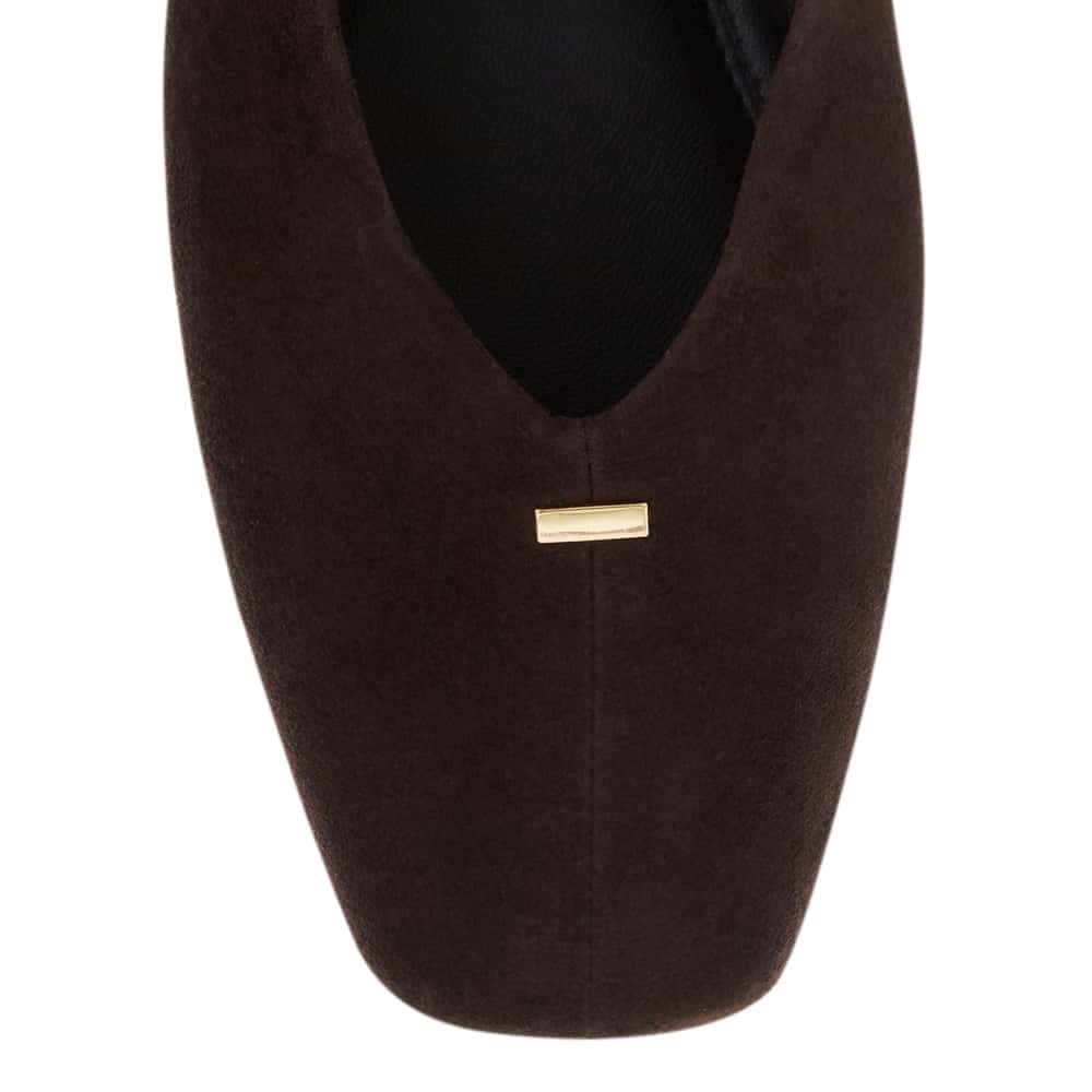 Pearl Ballet Flat in Chocolate  Suede