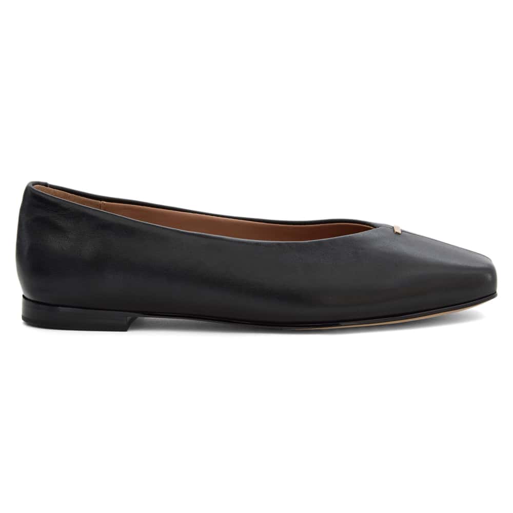 Piazza Ballet Flat in Black Leather