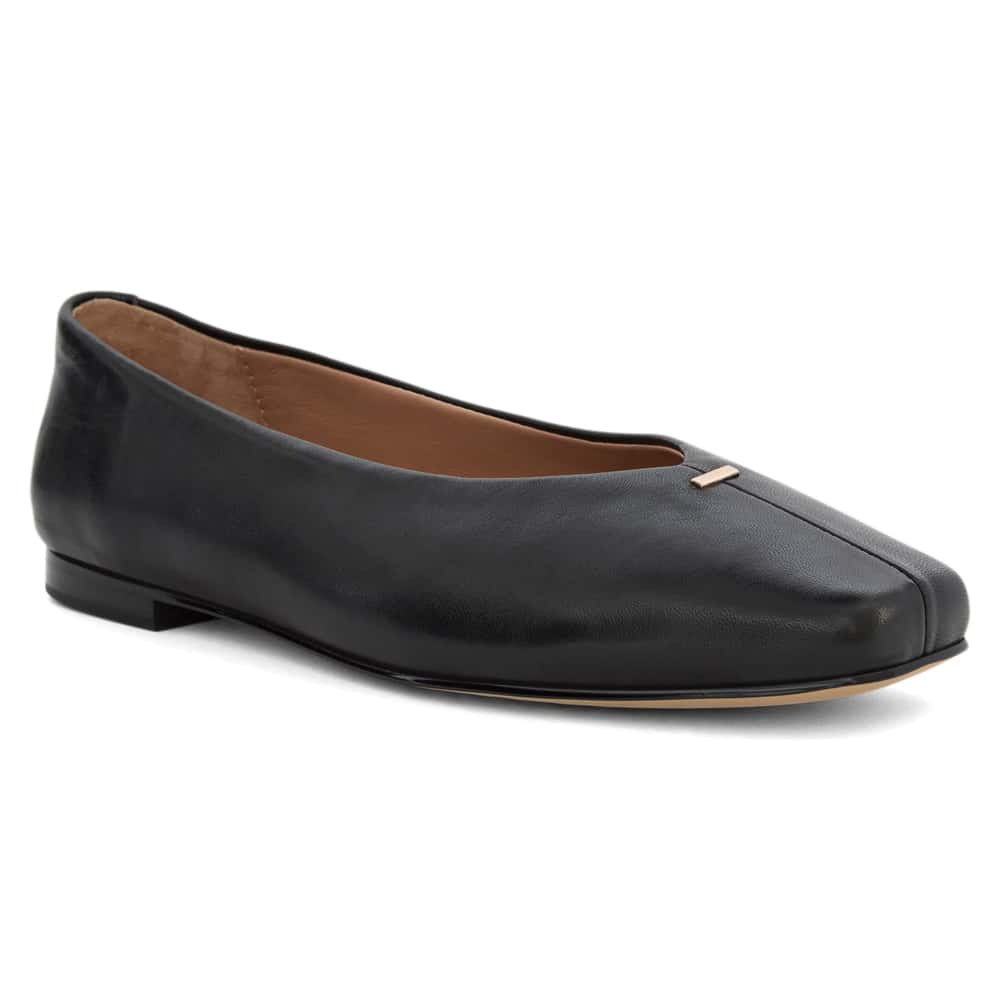 Piazza Ballet Flat in Black Leather