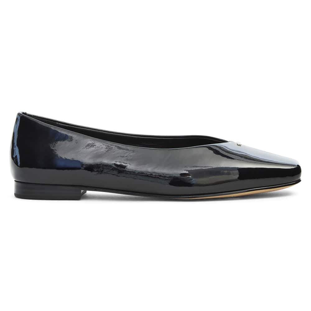 Piazza Ballet Flat in Black Patent