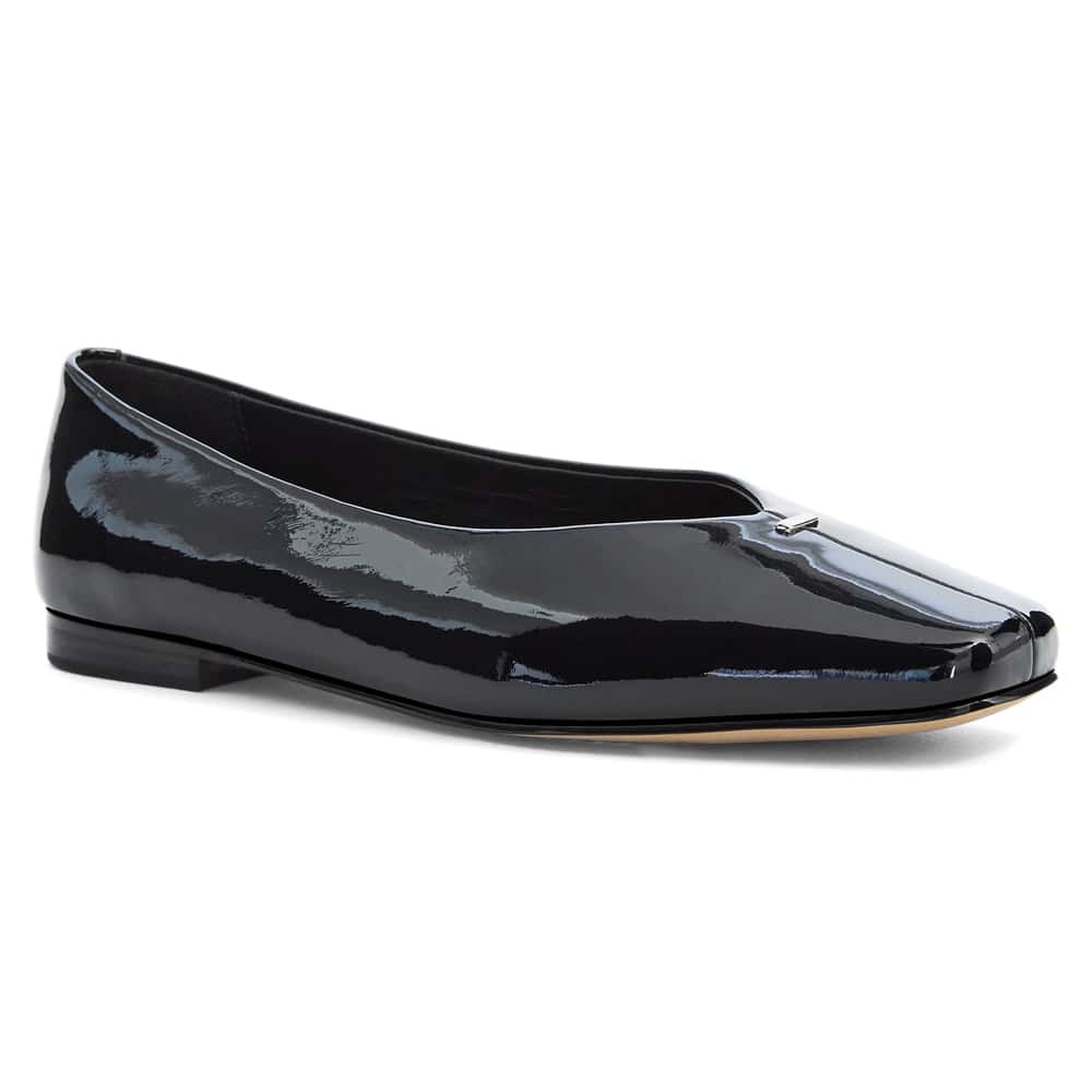 Piazza Ballet Flat in Black Patent