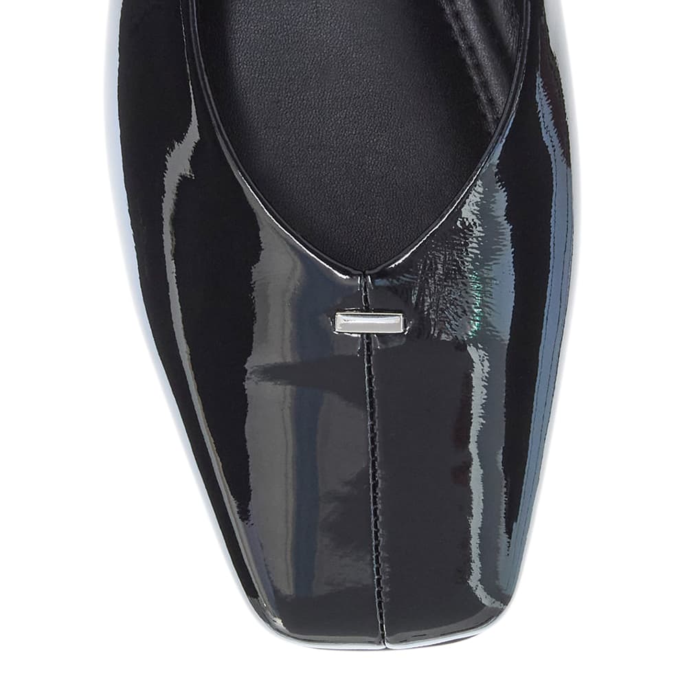 Piazza Ballet Flat in Black Patent