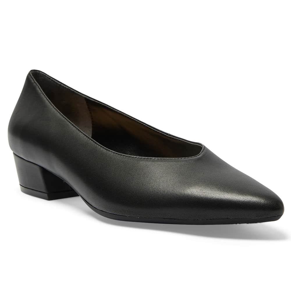 Reagan Heel in Black Leather